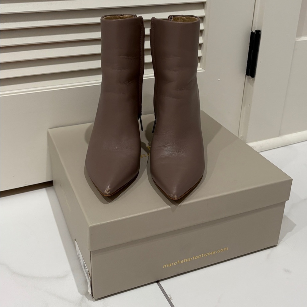 MARC FISHER Women's Taupe Ankle Boots